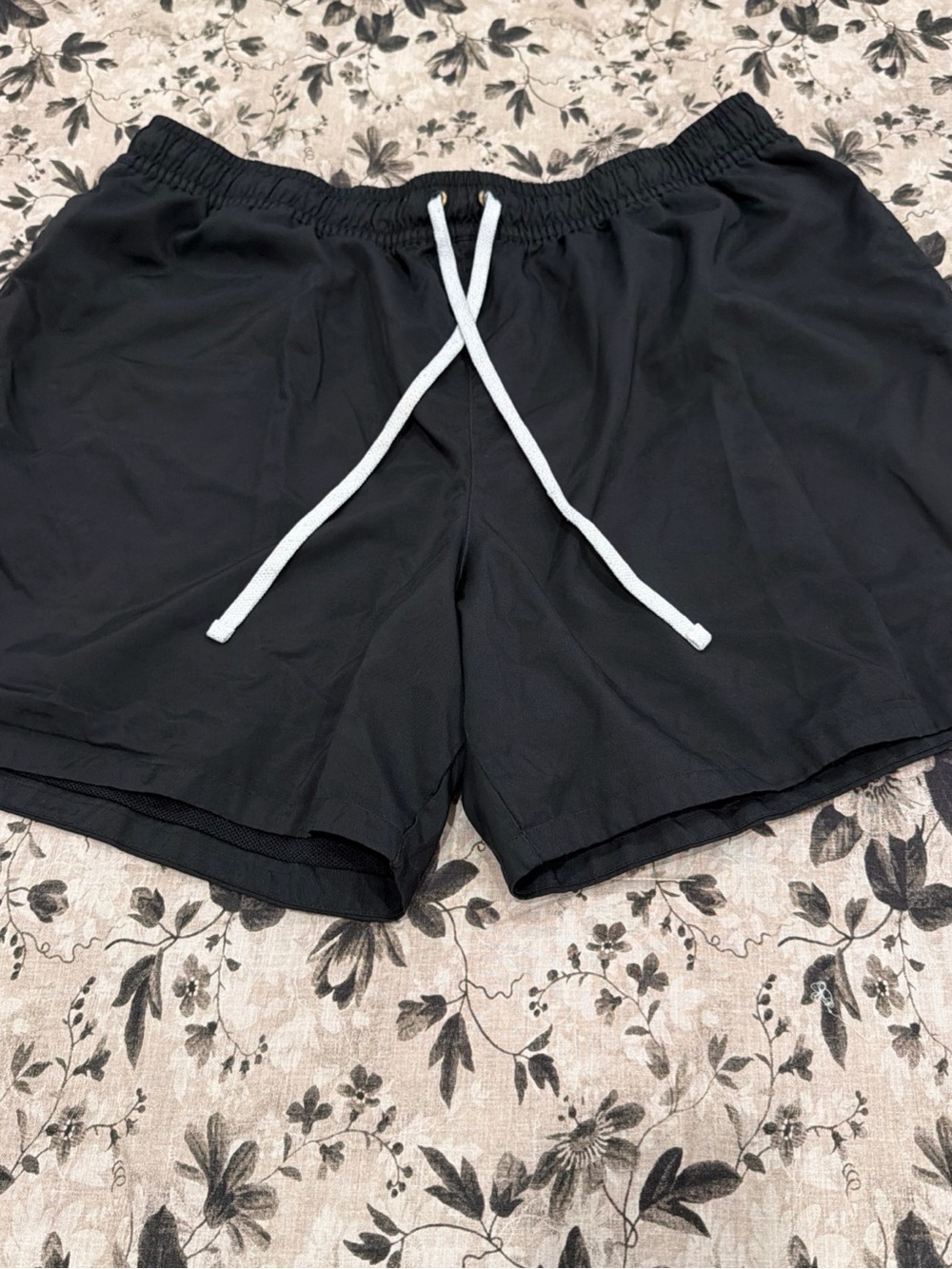 Nike Black Athletic Shorts with White Drawstring